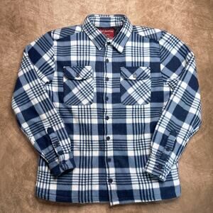 Comfort Outfitters Vintage Plaid Flannel Chore Jacket Blue Quilted Lightweight